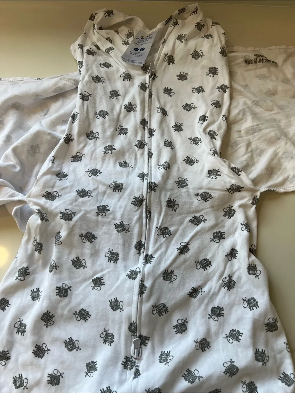 Halo White SleepSack Swaddle with Gray Sheep Print 3-6 month